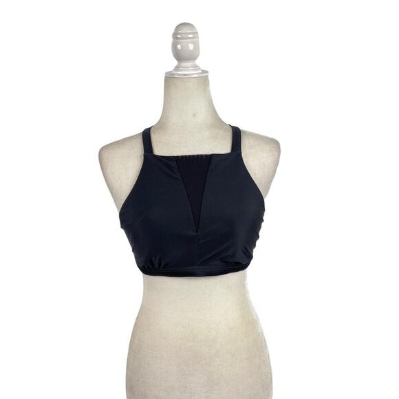 prAna Women's Black Regan High Neck Bikini Top with Mesh Detail Size Small - Picture 2 of 15